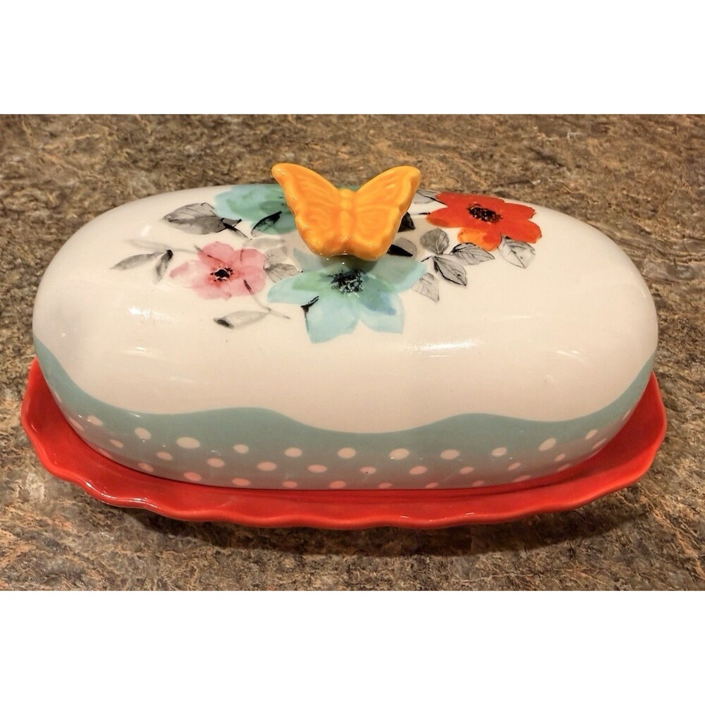 The Pioneer Woman Flea Market Floral 6.4" Butter Dish